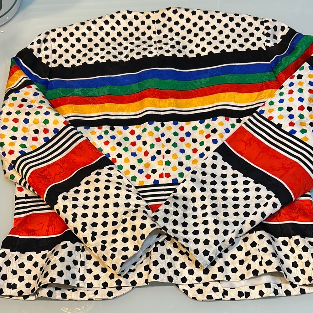 Vintage post modern 1980s silk top Anne Crimmins  for Umi Collections color pop - Picture 8 of 11